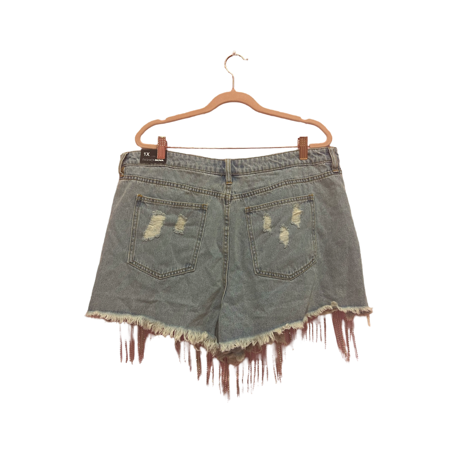 Fashion Nova Denim Rhinestoned Shorts