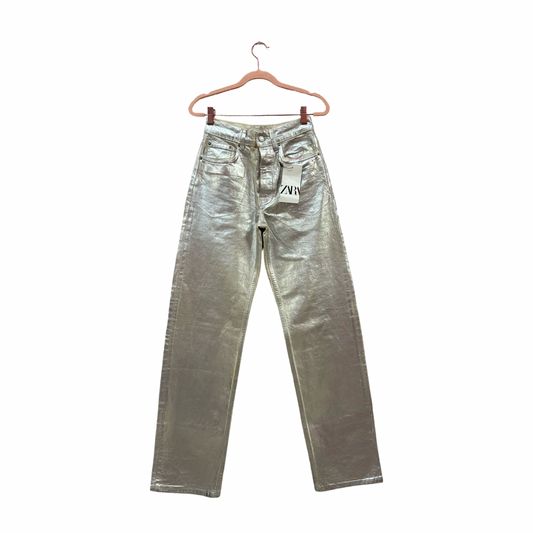 Zara Metallic Denim Jeans