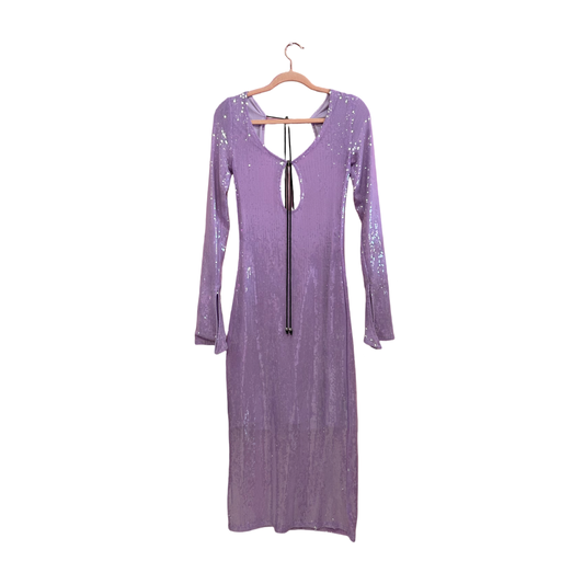 Light Purple Long Sleeve Sequin Maxi Dress