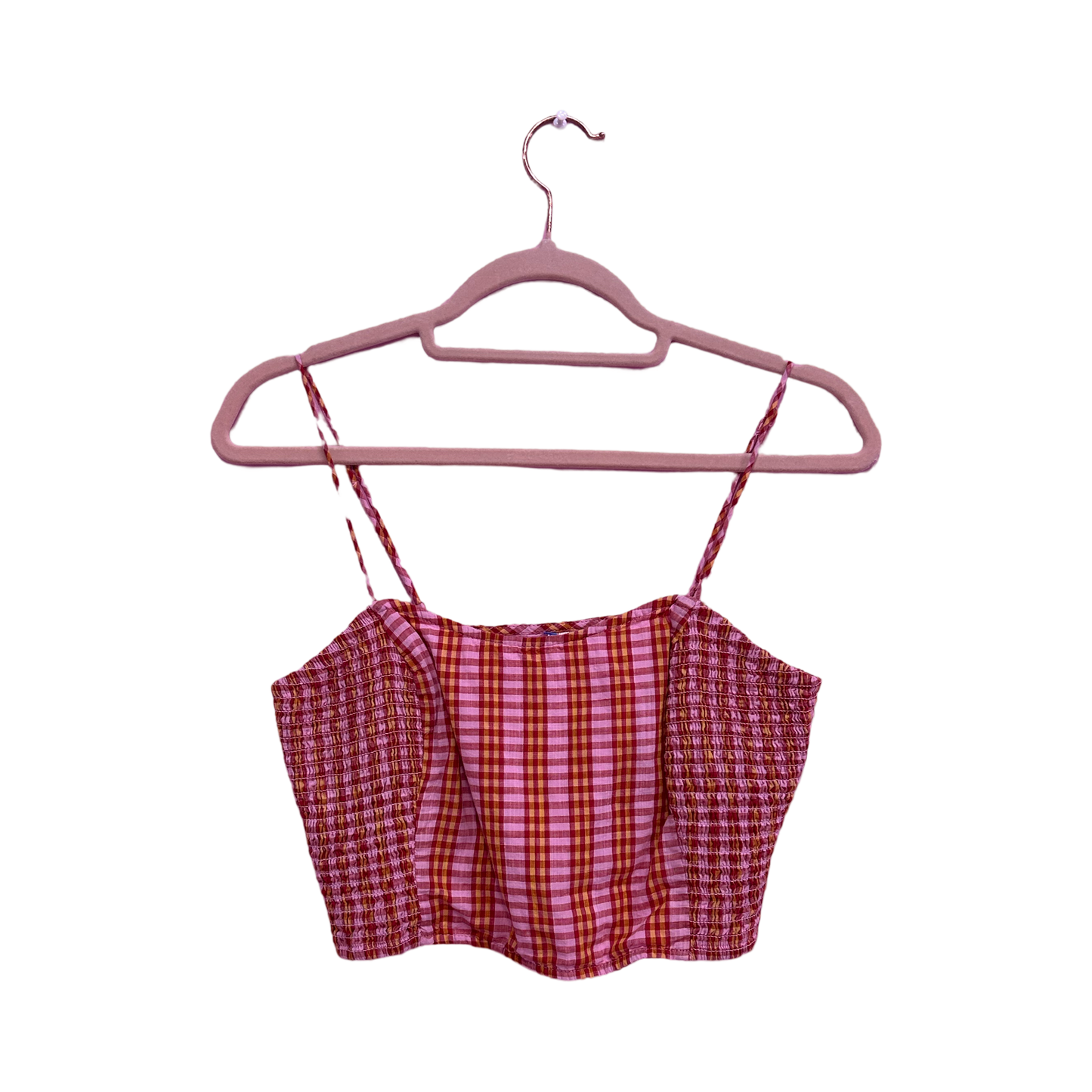 Anthropologie Pink Plaid Summer Top