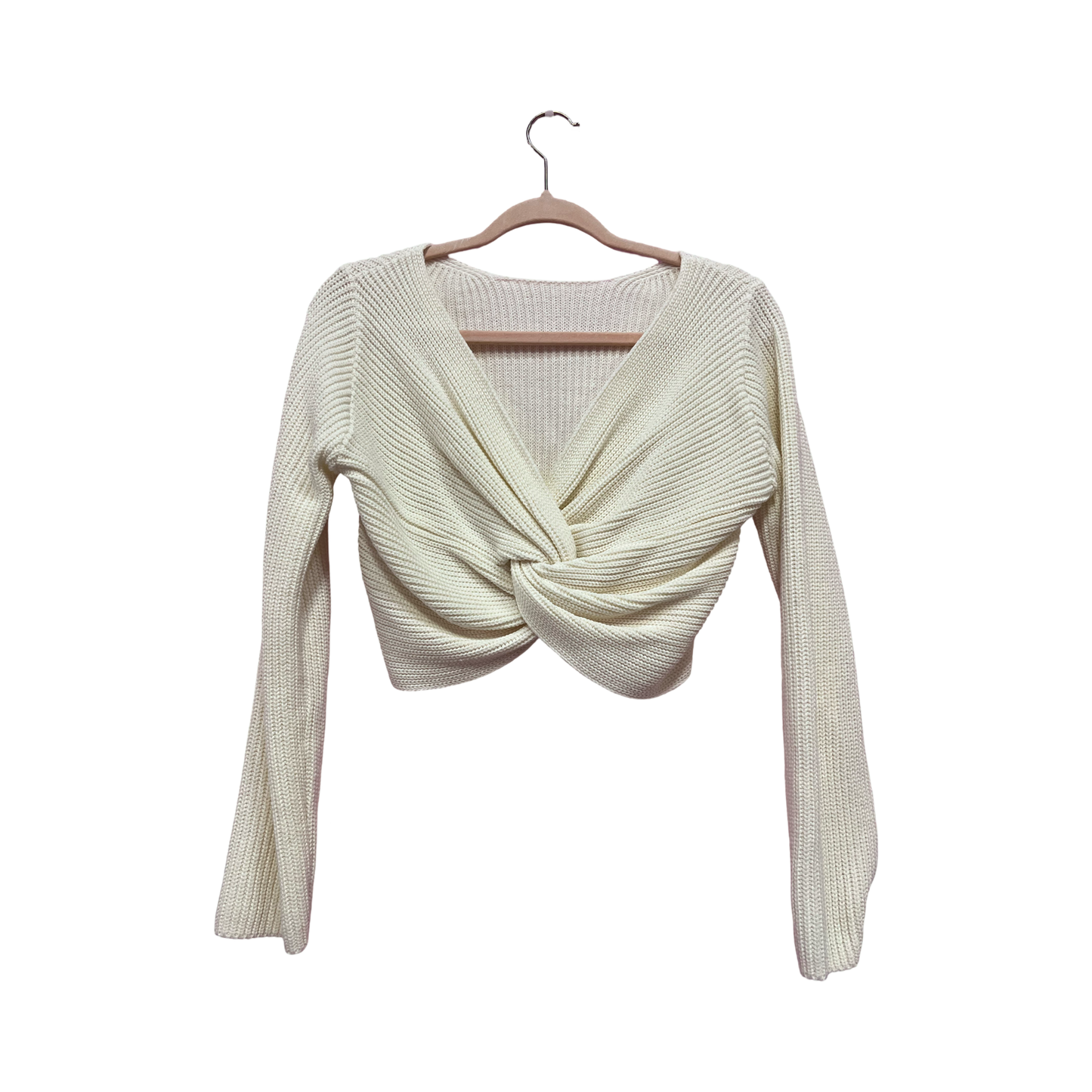 Knitted Long sleeve Crossover Top