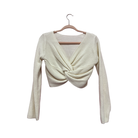 Knitted Long sleeve Crossover Top