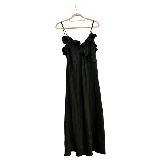 Silk Ruffles Detail Maxi Dress