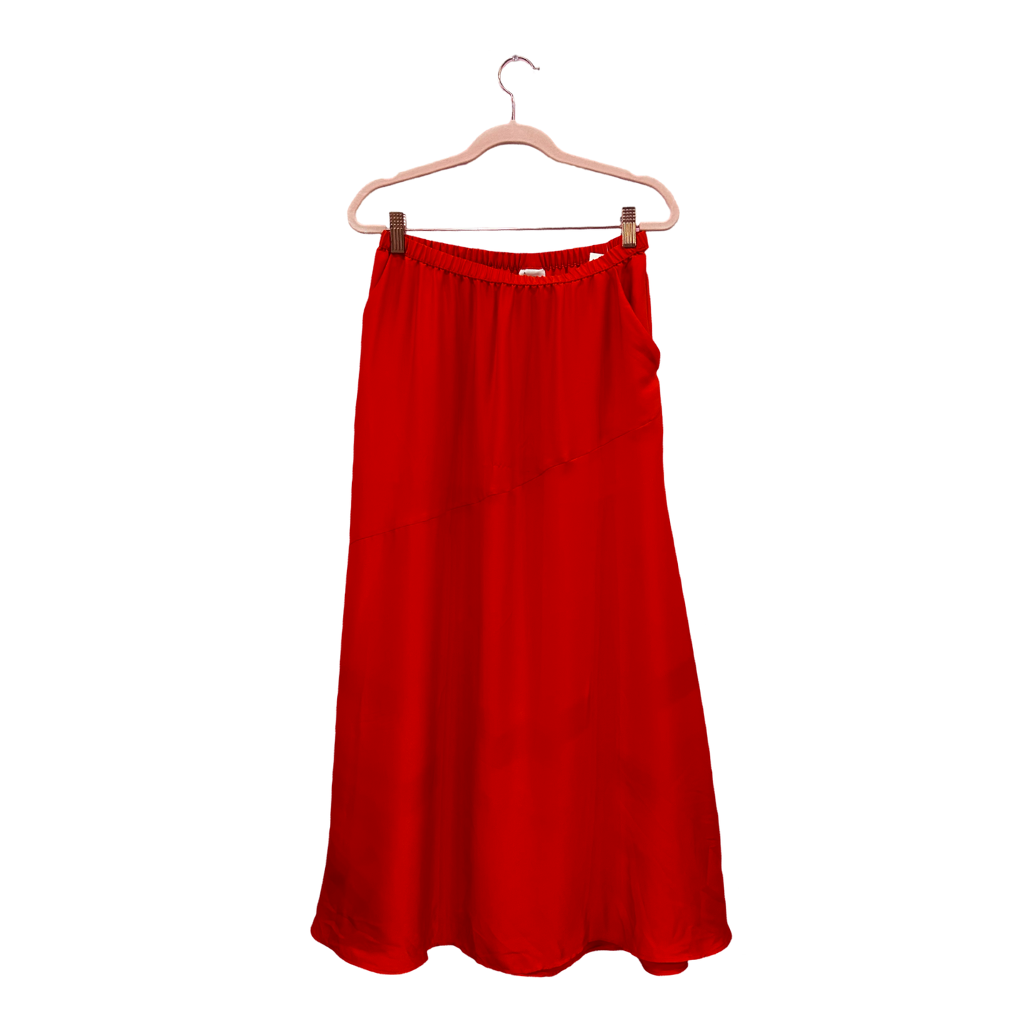 Red Silk Maxi Skirt