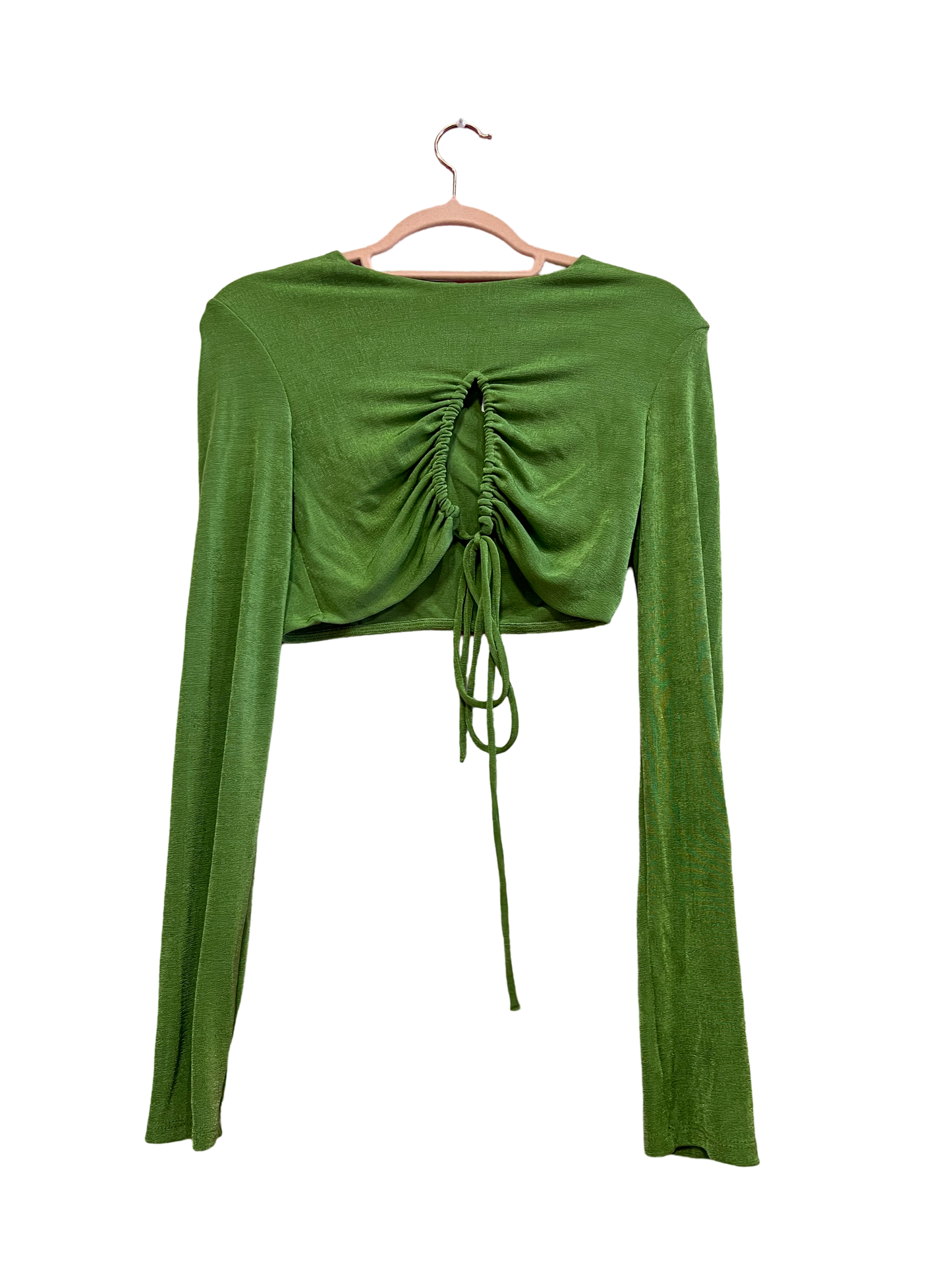 Bershka Green Scrunched Cut Out Long Sleeve