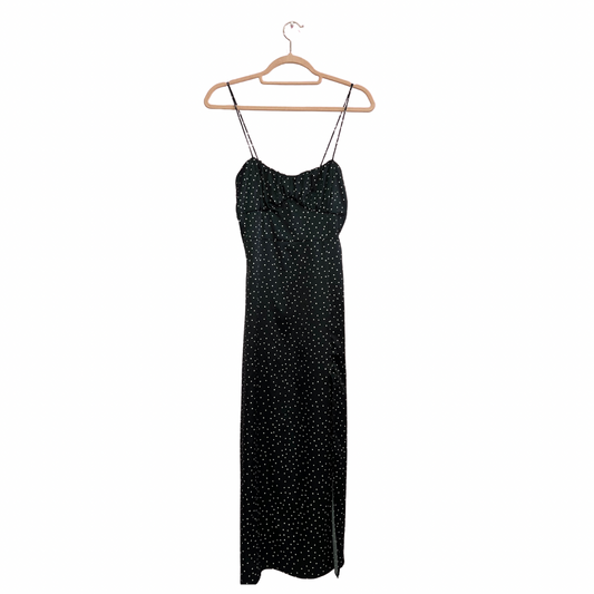 ZARA Black Maxi Dress White Polka Dots