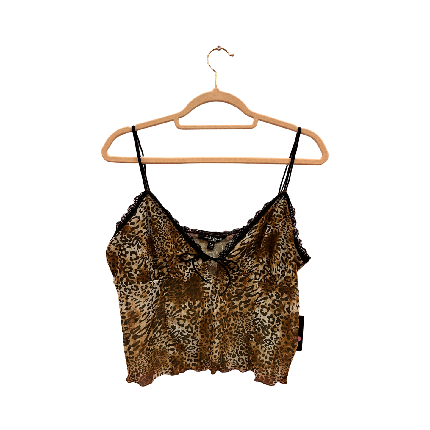 Mixed Threads Mesh Cheetah Print Top