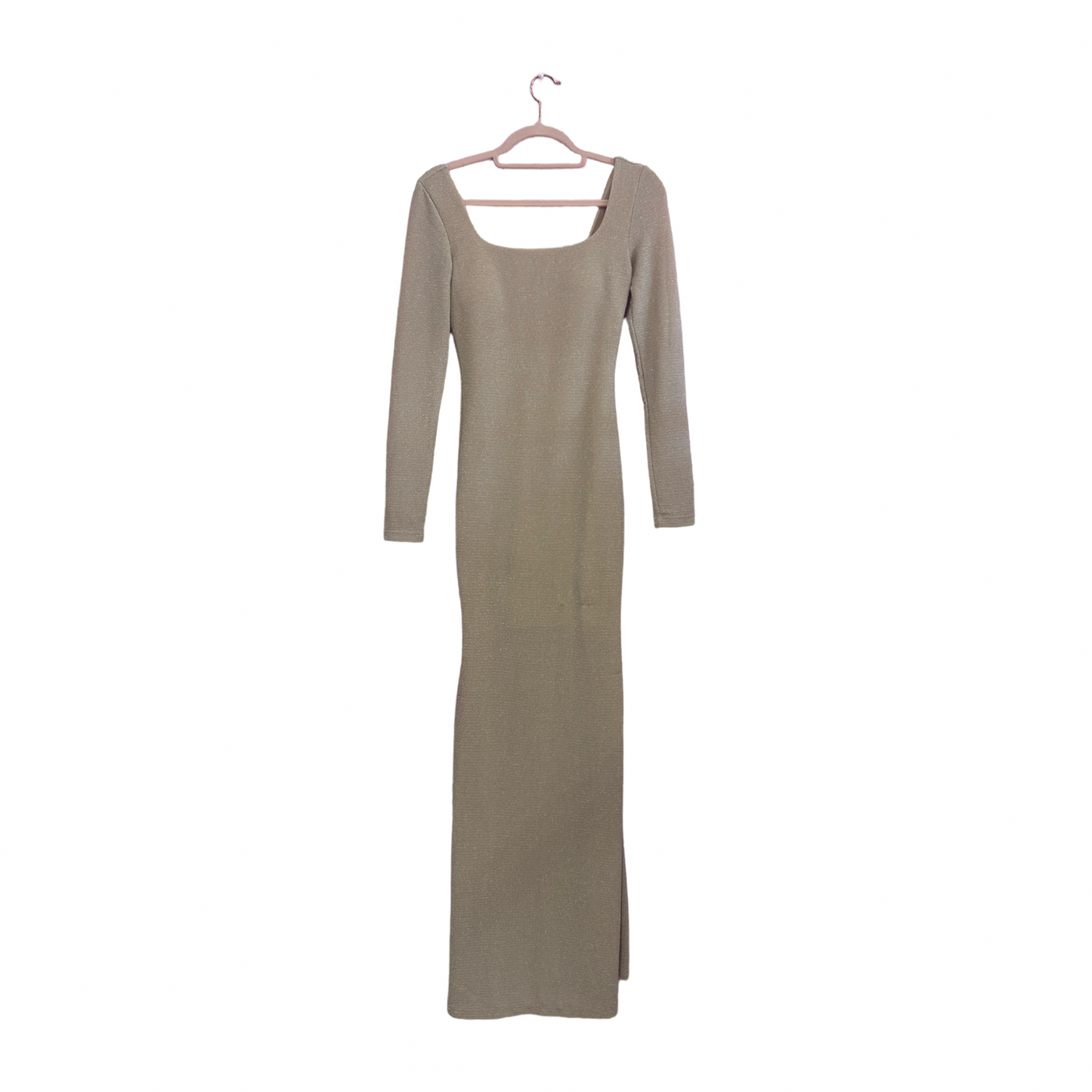 Shapelex Gold Fitted Long Sleeve Dress