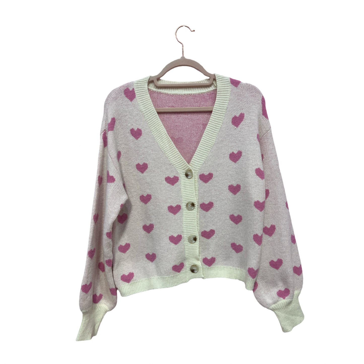 Heart Detail Button Up Sweater